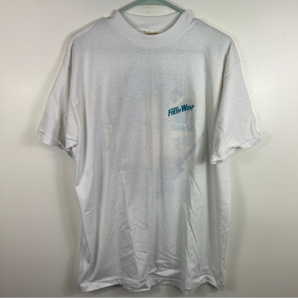 Vtg 90s Salem Cigarettes Mens XL Fresh Wrap Short Sleeve T-Shirt USA